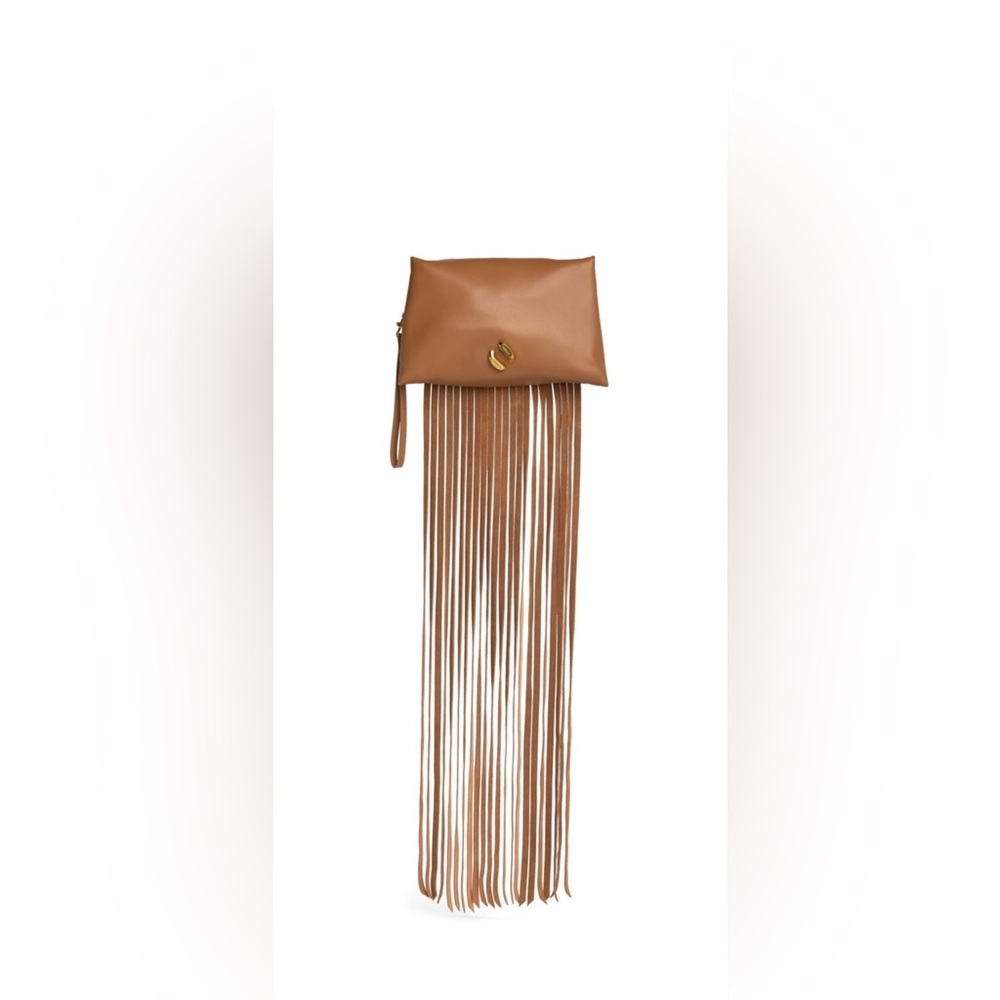 Tan, Brand new, Rebecca Minkoff fringe pillow clutch.